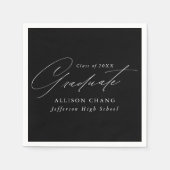 Elegant minimalistisch zwart-wit Afstuderen Servet (Voorkant)