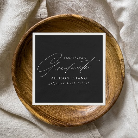 Elegant minimalistisch zwart-wit Afstuderen Servet