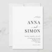 Elegant minimalistisch zwart wit All-in-One huweli Kaart (Voorkant)