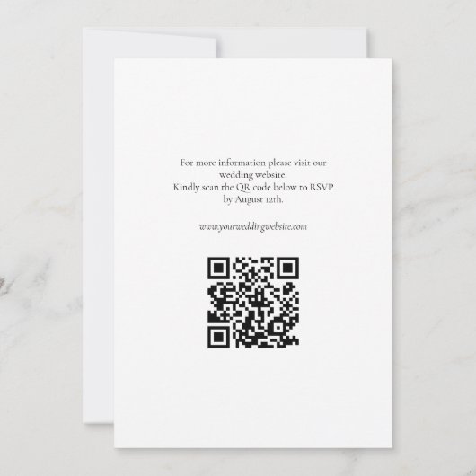 Elegant minimalistisch zwart wit All-in-One huweli Kaart (Achterkant)