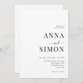 Elegant minimalistisch zwart wit All-in-One huweli Kaart (Voorkant / Achterkant)