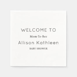 Elegant minimalistisch zwart-wit Baby shower Servet