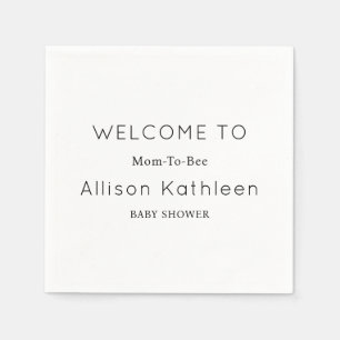Elegant minimalistisch zwart-wit Baby shower Servet
