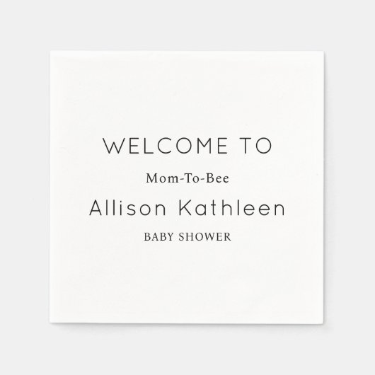 Elegant minimalistisch zwart-wit Baby shower Servet (Voorkant)