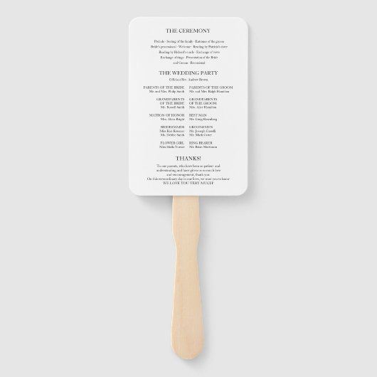 Elegant minimalistisch zwart-wit bruiloft programm handwaaier (Achterkant)