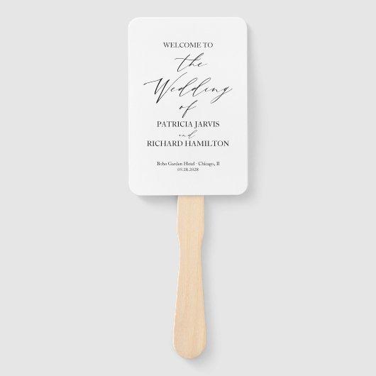 Elegant minimalistisch zwart-wit bruiloft programm handwaaier (Voorkant)