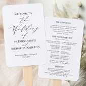 Elegant minimalistisch zwart-wit bruiloft programm handwaaier