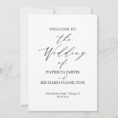 Elegant minimalistisch zwart-wit bruiloft programm kaart (Voorkant)