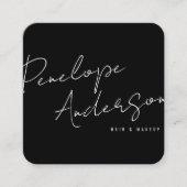 Elegant Minimalistisch Zwart & Wit Chic Modern Vierkante Visitekaartje (Voorkant)