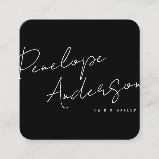 Elegant Minimalistisch Zwart & Wit Chic Modern Vierkante Visitekaartje (Voorkant)