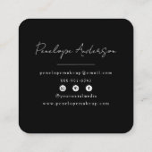 Elegant Minimalistisch Zwart & Wit Chic Modern Vierkante Visitekaartje (Achterkant)