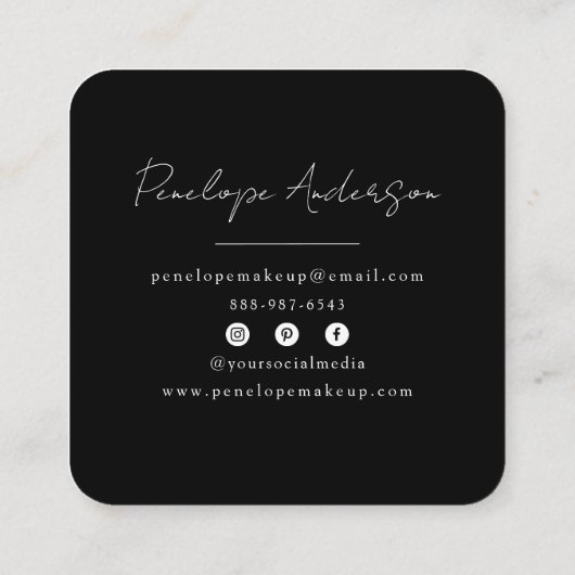Elegant Minimalistisch Zwart & Wit Chic Modern Vierkante Visitekaartje (Achterkant)