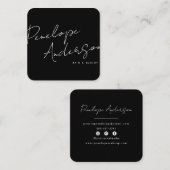 Elegant Minimalistisch Zwart & Wit Chic Modern Vierkante Visitekaartje (Voorkant / Achterkant)