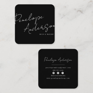 Elegant Minimalistisch Zwart & Wit Chic Modern Vierkante Visitekaartje