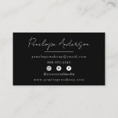 Elegant Minimalistisch Zwart & Wit Chic Modern Visitekaartje (Achterkant)