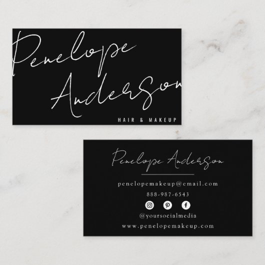 Elegant Minimalistisch Zwart & Wit Chic Modern Visitekaartje (Voorkant / Achterkant)