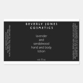 Elegant minimalistisch zwart-wit cosmeticalabel rechthoekige sticker (Voorkant)