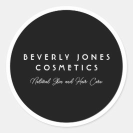 Elegant minimalistisch zwart-wit cosmeticalabel ronde sticker