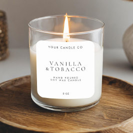 Elegant minimalistisch zwart-wit kaarsenetiket vierkante sticker