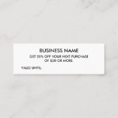 Elegant minimalistisch zwart-wit kortingskaart mini visitekaartje (Achterkant)