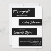 Elegant minimalistisch zwart-wit modern Baby showe Kaart (Voorkant)