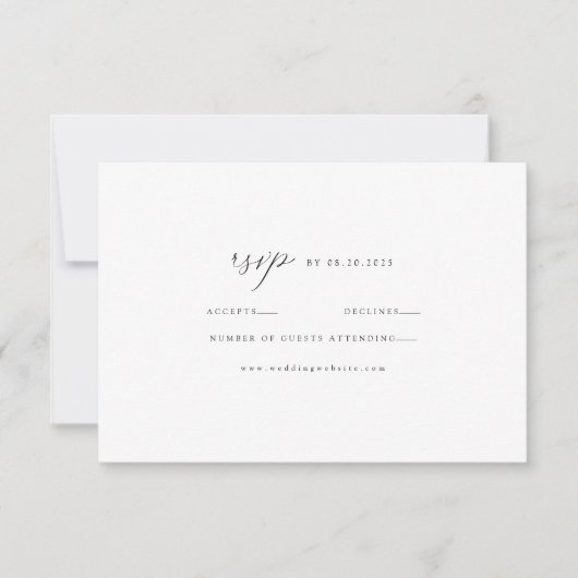 Elegant minimalistisch zwart-wit modern RSVP kaartje (Voorkant)