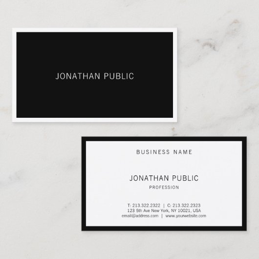 Elegant minimalistisch zwart-wit, modern visitekaartje (Voorkant / Achterkant)