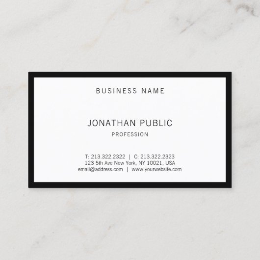 Elegant minimalistisch zwart-wit, modern visitekaartje (Achterkant)