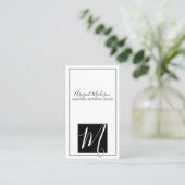 Elegant minimalistisch zwart-wit monogram visitekaartje (Staand voorkant)