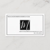 Elegant minimalistisch zwart-wit monogram visitekaartje (Achterkant)