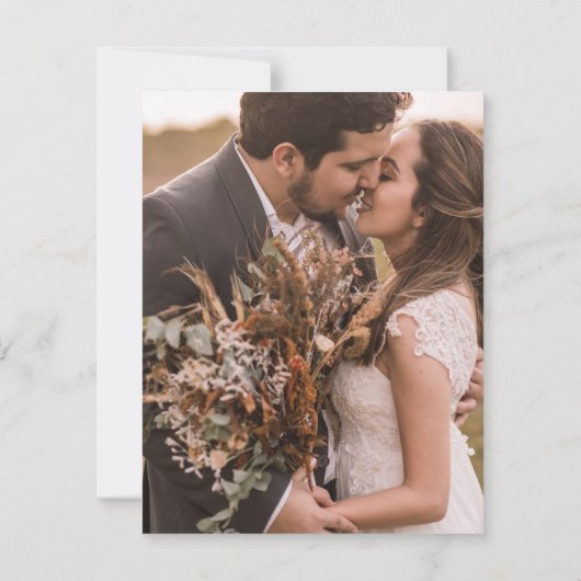 Elegant minimalistisch zwart wit neergeslagen huwe kaart (Achterkant)