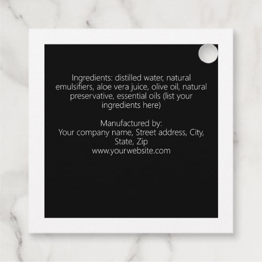 Elegant minimalistisch zwart-wit product Label (Achterkant)
