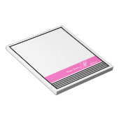 Elegant minimalistisch zwart-wit roze lint notitieblok (Schuin)