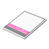 Elegant minimalistisch zwart-wit roze lint notitieblok (Linkerzijde)
