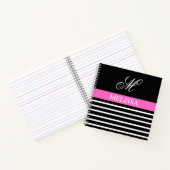 Elegant minimalistisch zwart-wit roze lint notitieboek (Binnen)