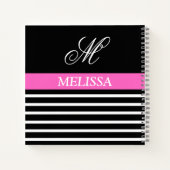 Elegant minimalistisch zwart-wit roze lint notitieboek (Achterkant)