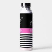 Elegant minimalistisch zwart-wit roze lint waterfles (Links)