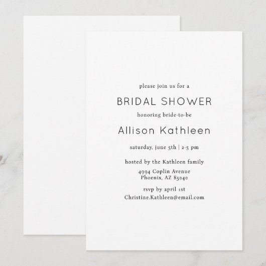 Elegant minimalistisch zwart-wit Vrijgezellenfeest Kaart (Voorkant / Achterkant)