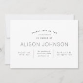 Elegant minimalistisch zwart-wit Vrijgezellenfeest Kaart (Voorkant)