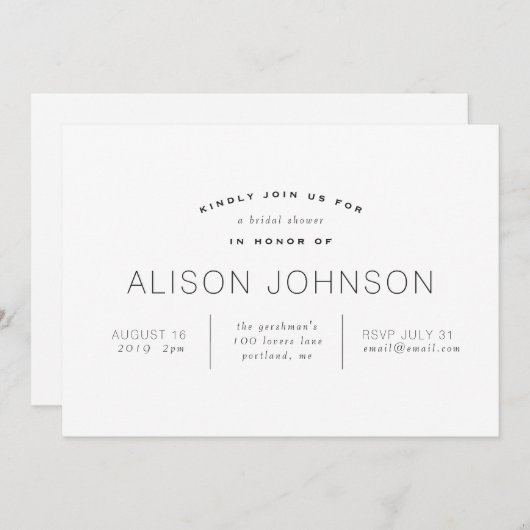 Elegant minimalistisch zwart-wit Vrijgezellenfeest Kaart (Voorkant / Achterkant)