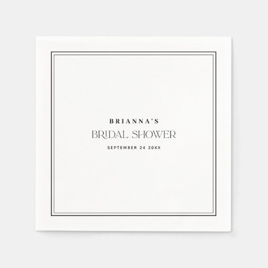 Elegant minimalistisch zwart-wit Vrijgezellenfeest Servet (Voorkant)