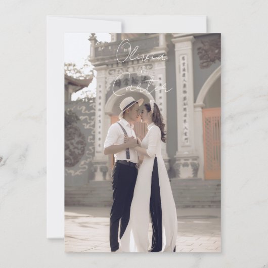 Elegant minimalistisch zwart-wit zwart-wit kaart (Achterkant)