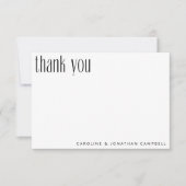 Elegant minimalistisch zwart withuwelijk bedankkaart (Voorkant)