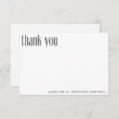 Elegant minimalistisch zwart withuwelijk bedankkaart (Voorkant / Achterkant)