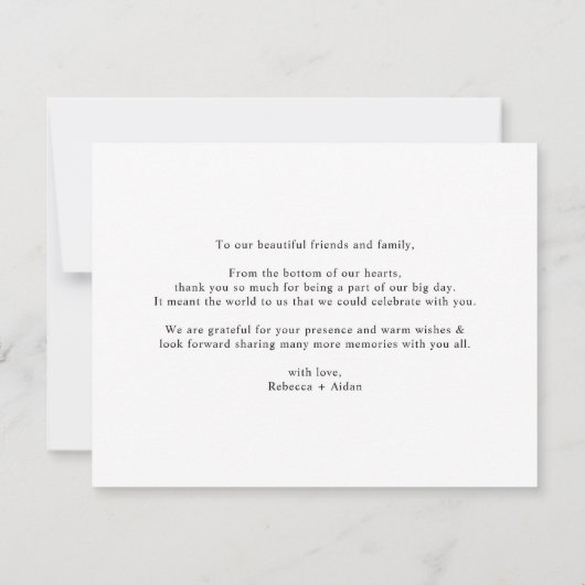 Elegant minimalistisch zwart-withuwelijk bedankt (Achterkant)