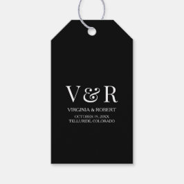 Elegant minimalistisch zwart-withuwelijk cadeaulabel