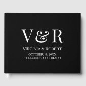 Elegant minimalistisch zwart-withuwelijk gastenboek (Voorkant)