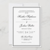 Elegant minimalistisch zwart withuwelijk kaart (Voorkant)