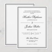 Elegant minimalistisch zwart withuwelijk kaart (Voorkant / Achterkant)