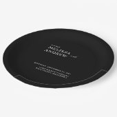 Elegant minimalistisch zwart-withuwelijk papieren bordje (Gekanteld)